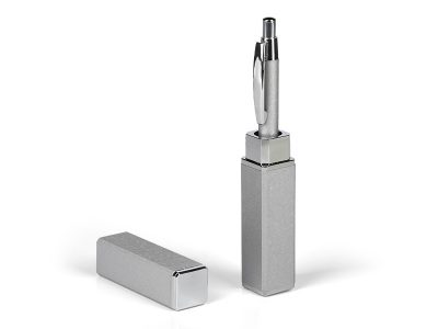 Metalna hemijska olovka u metalnoj poklon tubi